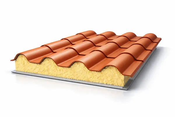 Panel sándwich teja color rojo terracota